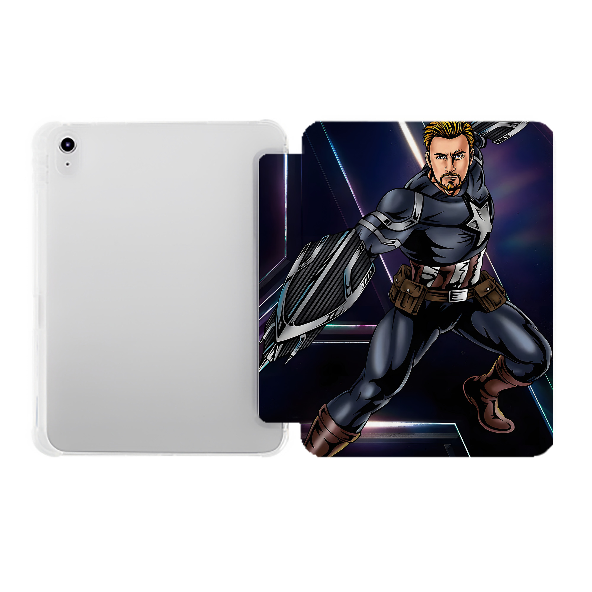 （画像用） アベンジャーズ The Avengers IPad ケース ペン収納付き 三つ折りスタンド PUレザー×シリコン 対応機種9.5/10.5/10.9インチ